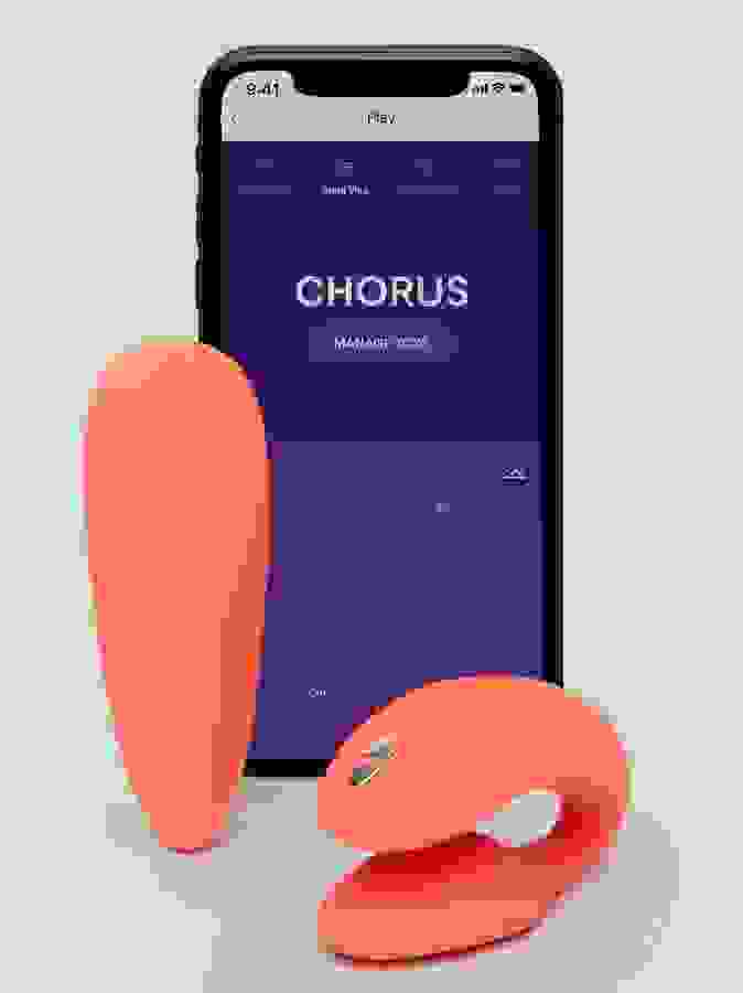 We-Vibe Chorus App and Remote Controlled Rechargeable Couple's Vibrator, Coral, hi-res